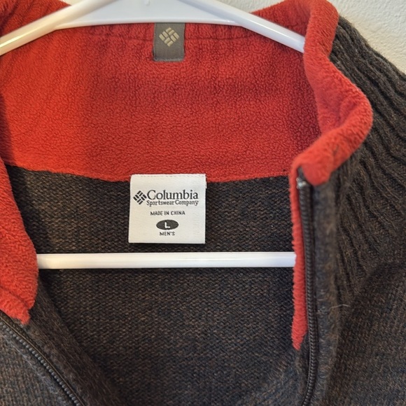 Columbia Brown Quarter Zip Ramie Blend Sweater Men’s Size Large - Picture 3 of 6